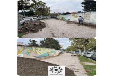 شروع عملیات ترمیم فرش موزاییک ابتدای بلوار ولیعصر عج