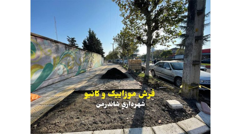 اجرای فرش موزاییک و‌ کانیو در بلوار ولی عصر عج